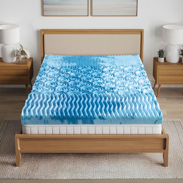 Nautica 4 in. Queen Cooling Gel 7-Zone Memory Foam Mattress Topper, Medium Firm Support