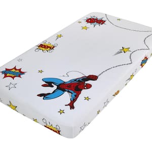 Spiderman Blue Polyester Crib Sheet