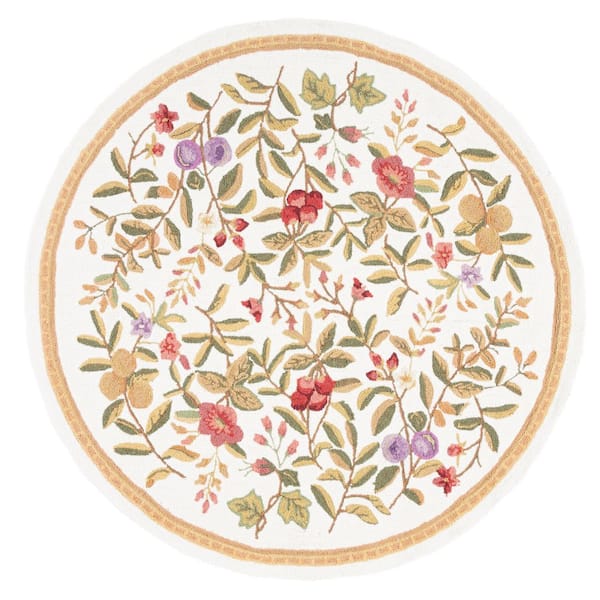 Chelsea 6 ft. x 6 ft. Ivory Floral Round Rug