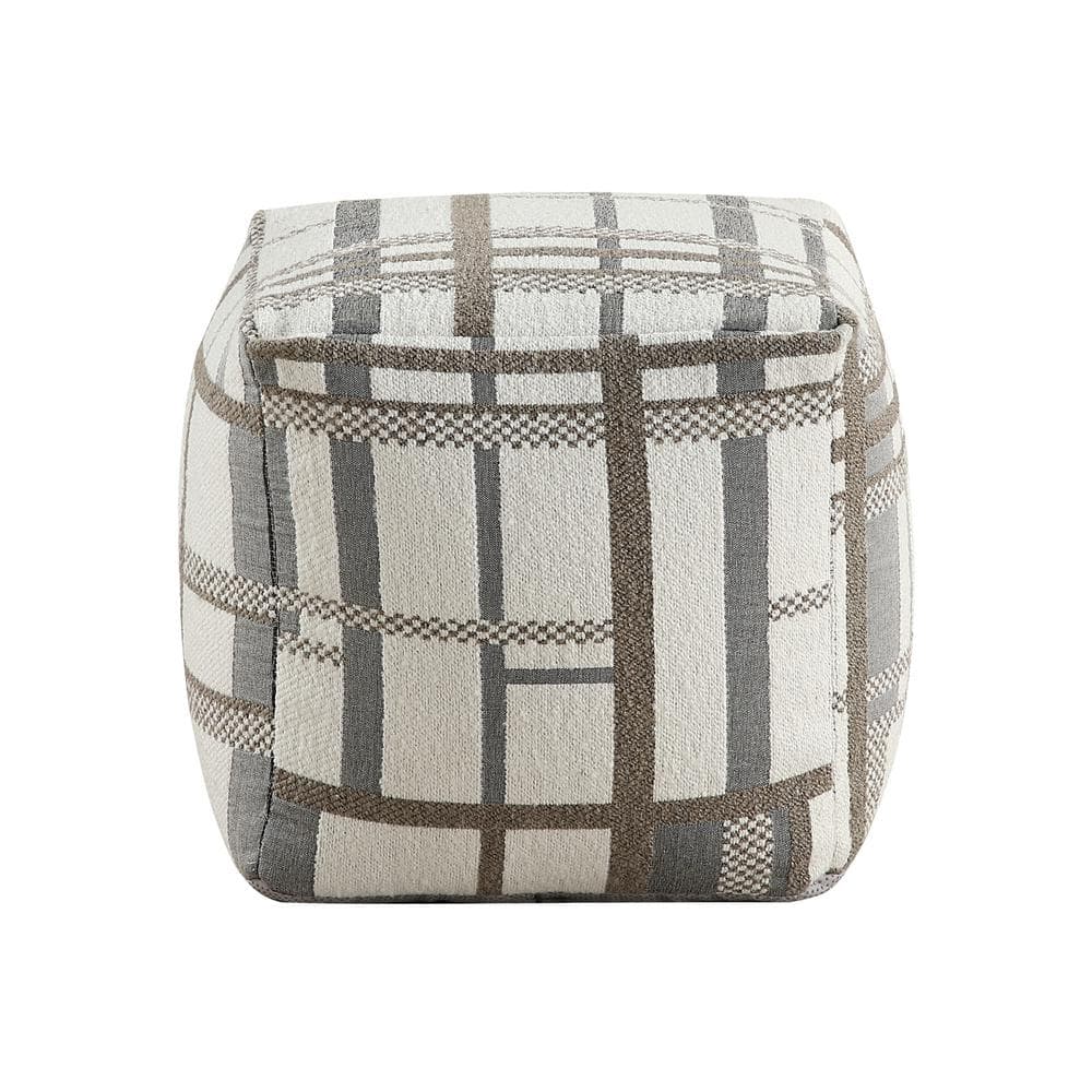 16 in. x 16 in. Multi Square Pouf Multi-Color Jacquard Fabric Upholstery Mo