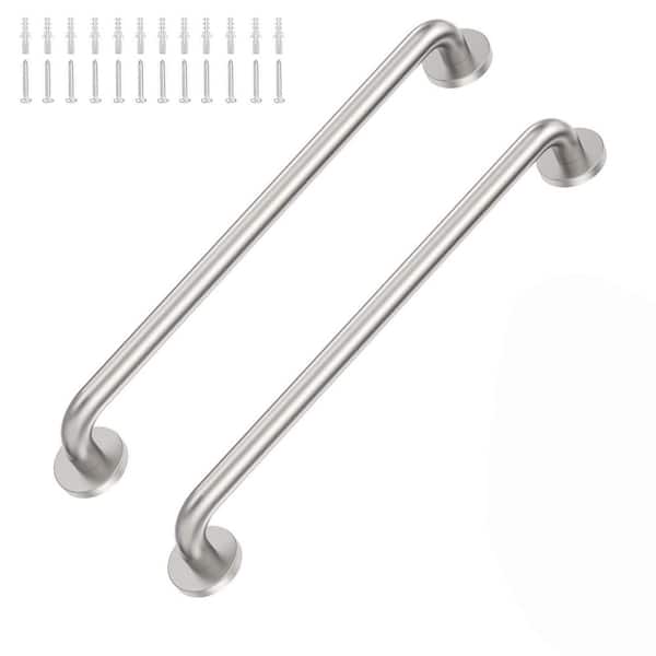 2-Piece 24 in. x 1.25 in. 304 Stainless Steel Bathroom Shower Grab Bars in Brushed Nickel 500 lb.Support Easy to Install