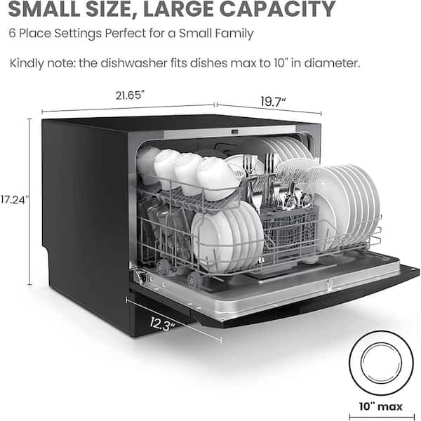 EdgeStar DWP62SV 6 Place Setting Energy Star Rated Portable Countertop  Dishwasher - Silver