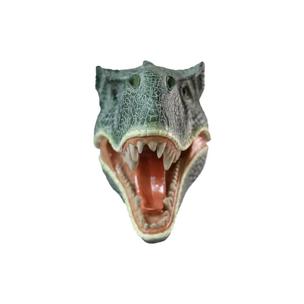 HI-LINE GIFT LTD. Green 12.59 in. x 13.58 in. Dinosaur Head Sculpture Resin Wall Mounted Ornament