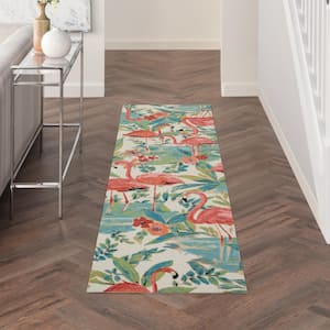 Sun N' Shade Multicolor 2 ft. x 8 ft. Nature-Inspired Contemporary Indoor/Outdoor Kitchen Runner Rug Area Rug