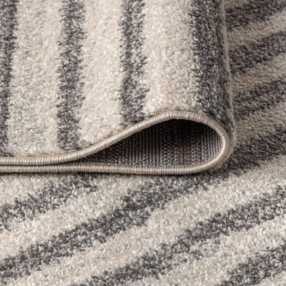 Handmade Reversible Gray Stripe Synthetic Area Rug 5x8 Feet