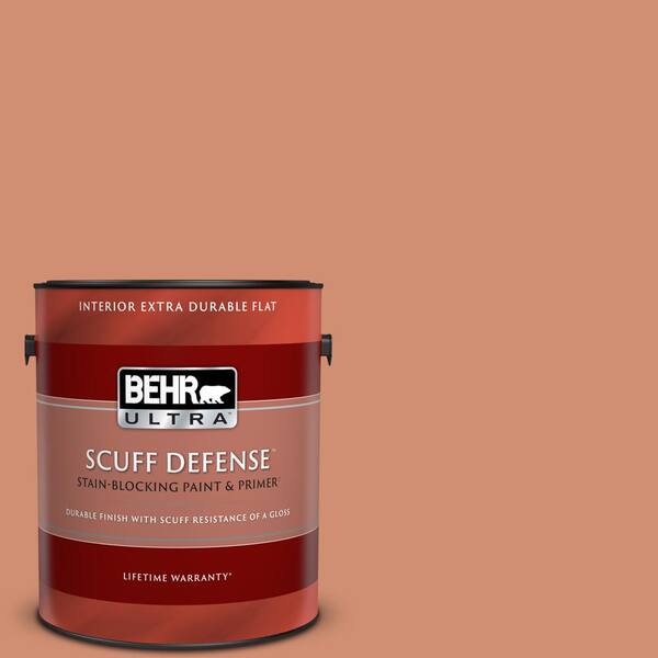 BEHR PREMIUM PLUS 1 qt. #M200-5 Terra Cotta Clay Flat Low Odor Interior  Paint & Primer 140004 - The Home Depot