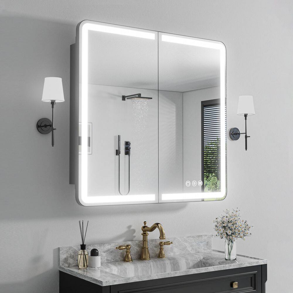32 in. W x 30 in. H Rectangular 3-Color Dynamic Flow Lighting Surface/Recessed Medicine Cabinet with Mirror price history on PriceWatchPro