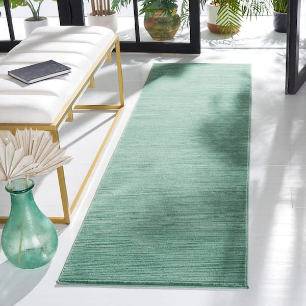 Vision Light Green 2 ft. x 12 ft. Solid Marle Runner Rug