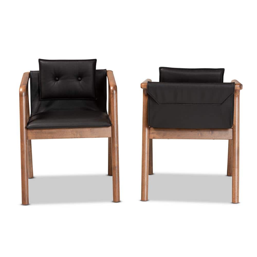 Elegant Mid-Century Modern Walnut Brown Wood & Cane Arm Chair