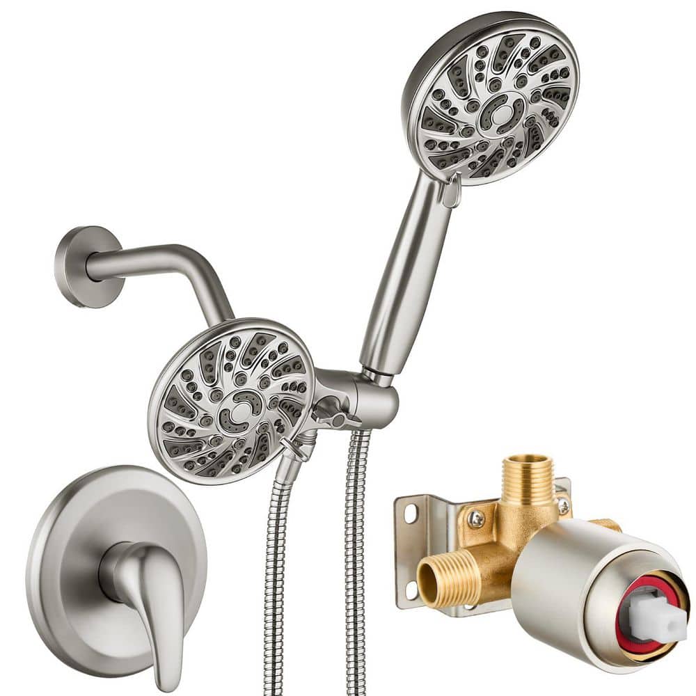 Brushed Nickel Dual Shower Head Trim Kit with Valve, 6-Spray Handheld and Rain Shower, Pressure Balancing price history on PriceWatchPro