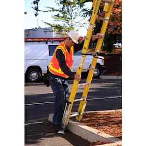 28 ft. Fiberglass D-Rung Leveling Extension Ladder with 375 lb. Load Capacity Type IAA Duty Rating