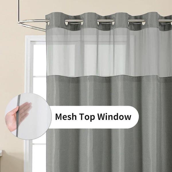 JFVKAF No Hook Shower Curtain with Snap in Fabric Liner Waffle