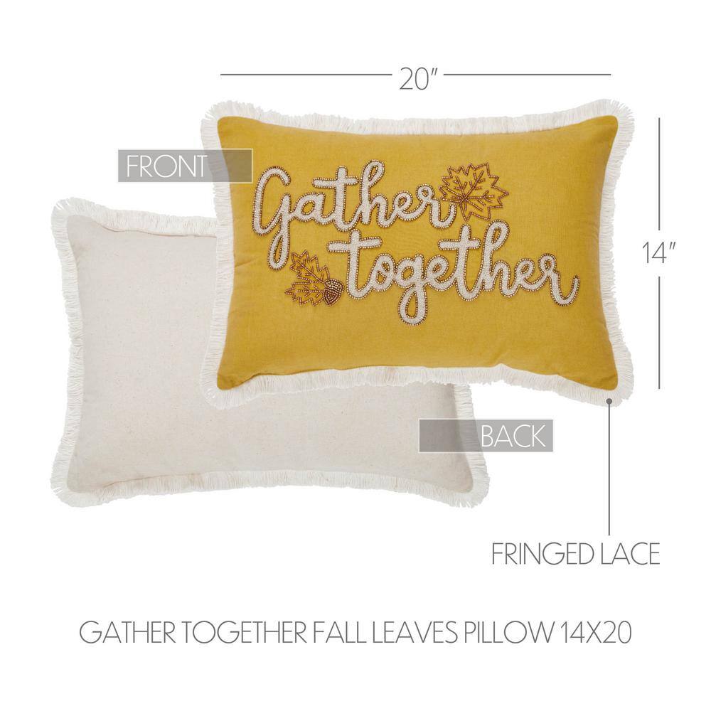 Gather Together Yellow Embroidered Cotton Blend Throw Pillow