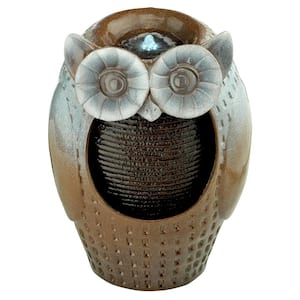 Professor Owl Cascading Ceramic Garden Fountain