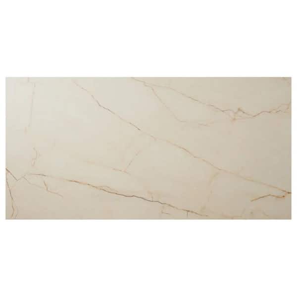 Montari Avorio Beige 4 in. x 0.35 in. Marble Look Matte Porcelain Floor and Wall Tile Sample