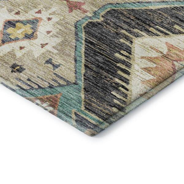 Mayfield Premium Machine Washable Abstract AMF2210 Black 3 ft. x 5 ft. Area Rug