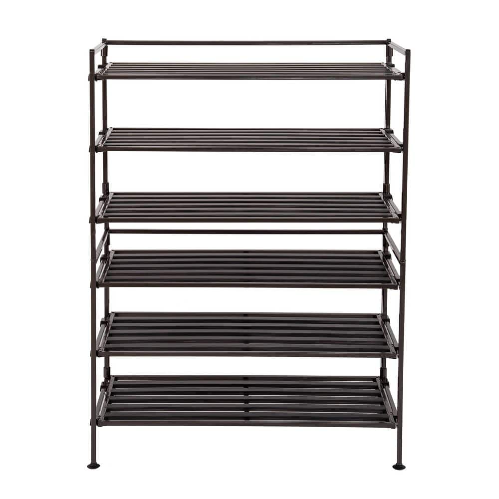 Espresso Stackable Metal 3-Tier Shoe Rack, 2-Pack