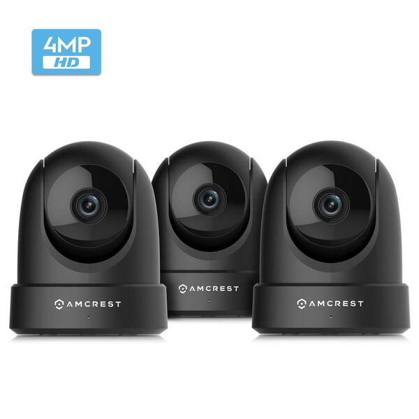 Amcrest 4MP UltraHD Indoor Wi-Fi Camera Security IP Camera with Pan/Tilt, Night Vision, Motion Detection, Black (3-Pack)