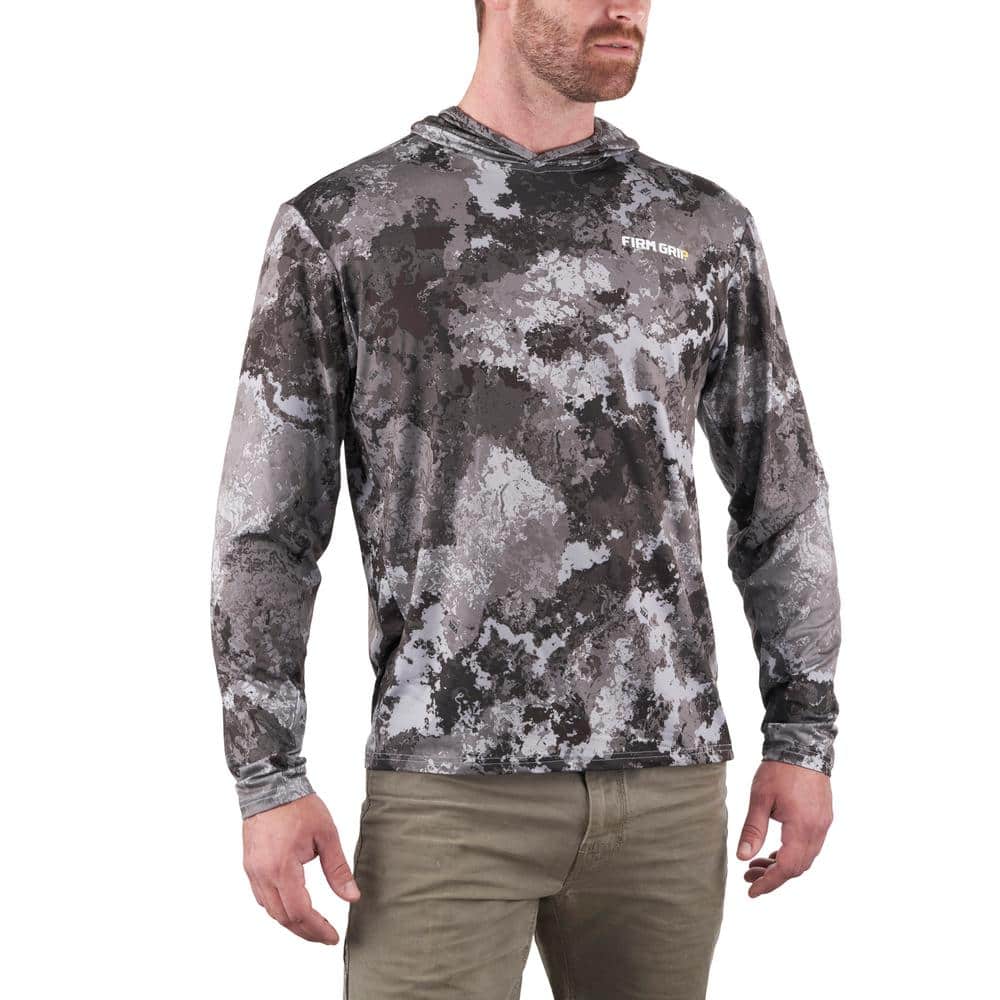 FIRM GRIP Men's Large Veil Camo Performance Long Sleeved Hooded Shirt  63582-08 - The Home Depot