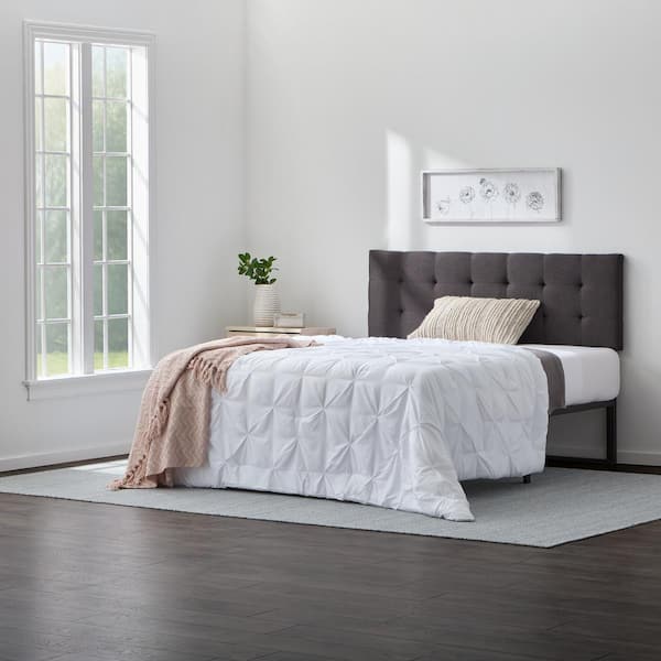 Brookside Kaylee Adjustable Charcoal King/Cal King Upholstered Low Profile Headboard with Square Tufting