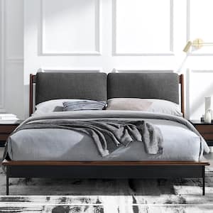 Landon Brown Crimson Wood Frame Queen Platform Bed