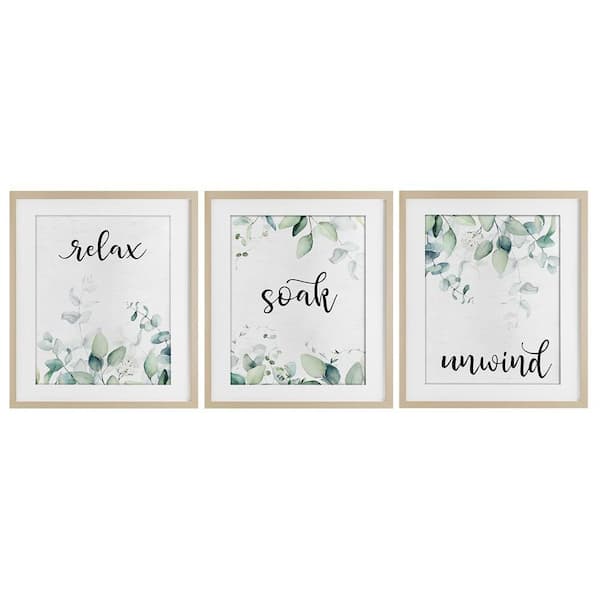 Leafy Bathroom Herbs by Lettered and Lined 3 Piece Birch Framed Country Graphic Art Print 21 in. x 17 in.
