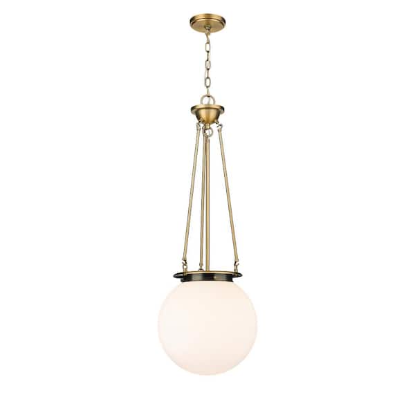 Beacon 100-Watt 1-Light Brushed Brass Shaded Mini Pendant Light with Painted Glass Shade