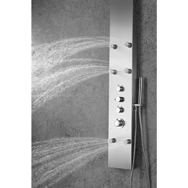 ANZZI Fontan Brushed Steel 6-Spray Shower Panel System (Valve Included) ANZZI Fontan Brushed Steel 6-Spray Shower Panel System (Valve Included)