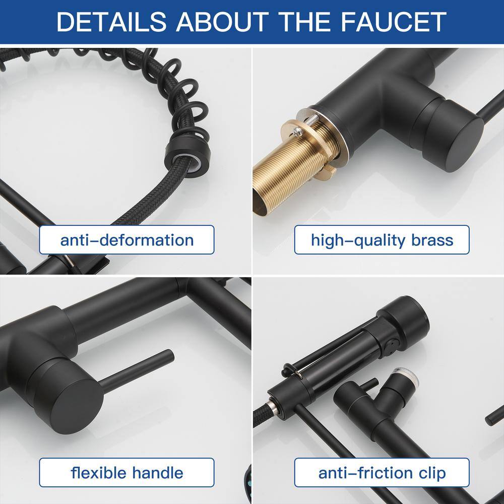 Matte Black Single Handle Pull-Down Sprayer Kitchen Faucet with LED Light