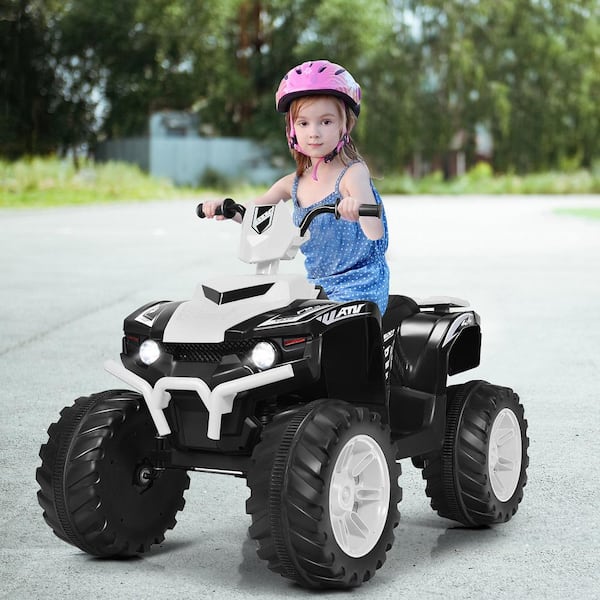 12-Volt Electric 13.5 in. Kids Quad ATV Ride On Car with LED Lights and White