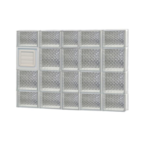 Clearly Secure 36.75 in. x 27 in. x 3.125 in. Frameless Diamond Pattern Glass Block Window with Dryer Vent