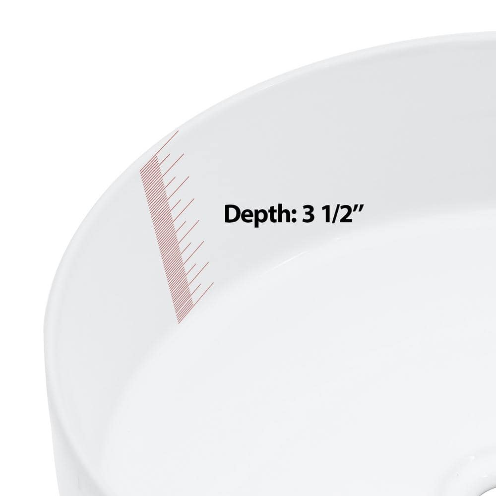 16" White Round Ceramic Vessel Bathroom Sink
