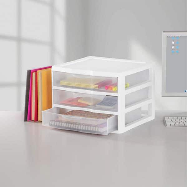 Desktop Organizer Shelves Plastic Rack for Small Stationery Cosmetic  Accessories Storage Save Space White (3-Tie)