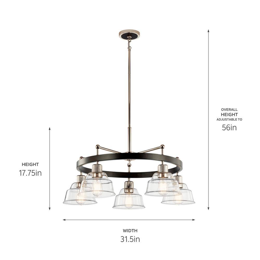 Eastmont 5-Light Polished Nickel Chandelier with Clear Glass