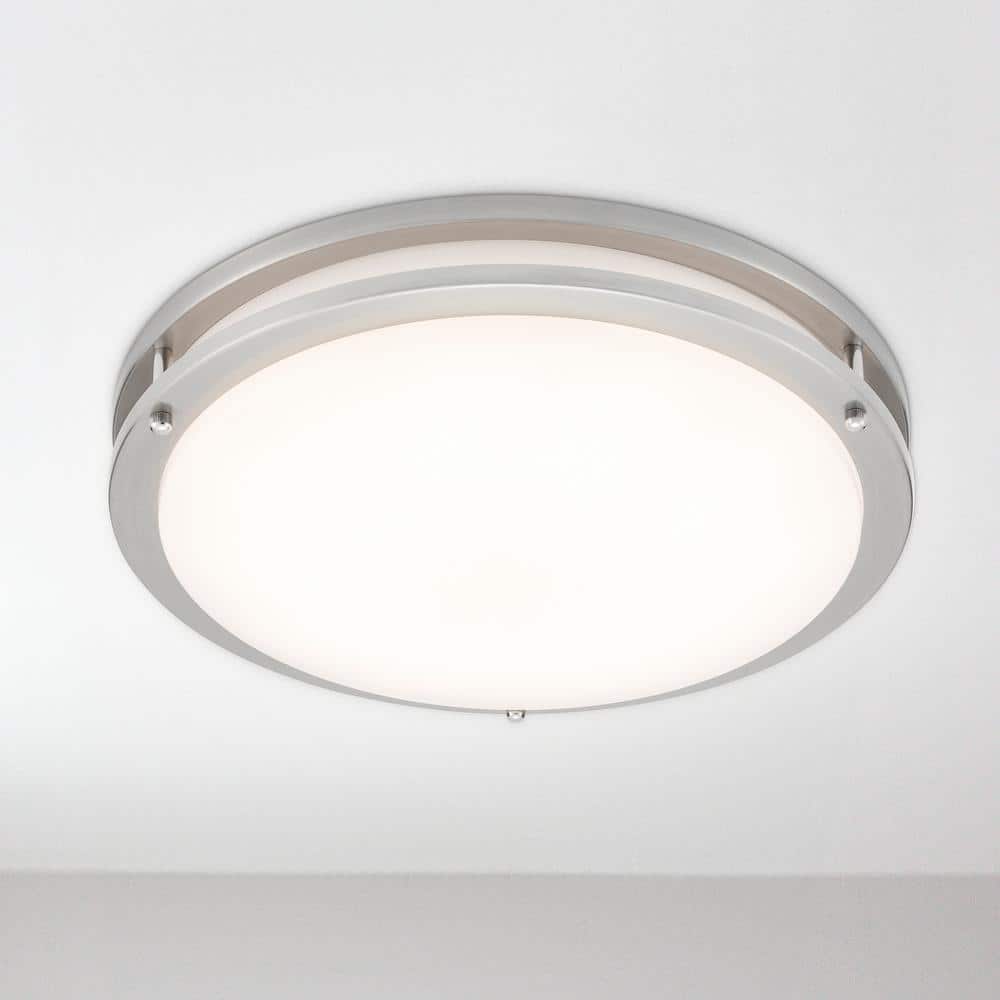 14-Inch Satin Nickel LED Round Flush Mount Ceiling Light with Motion Sensor