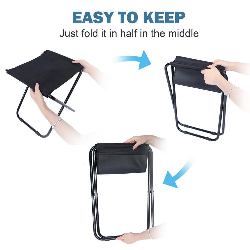 Black Steel Collapsible Outdoor Minimalist Stool