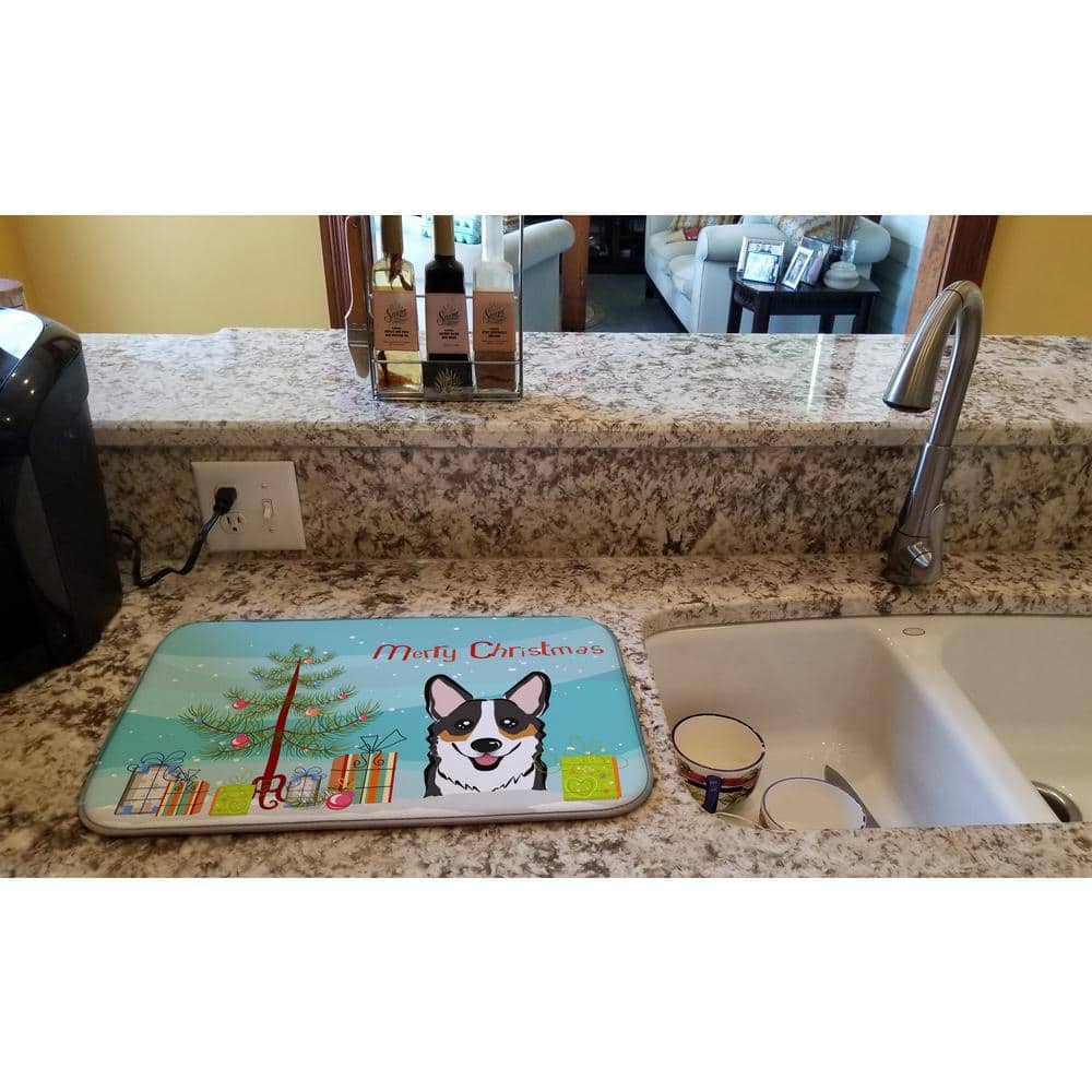 14 in. x 21 in. Multi-Color Christmas Tree and Tricolor Corgi Dish Drying Mat price history on PriceWatchPro