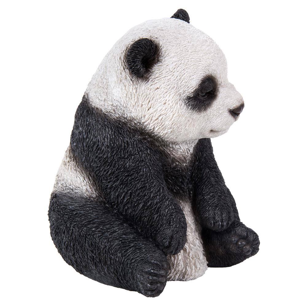 Small Black and White Polyresin Sitting Panda Statue