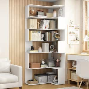 White Wood Accent Storage Cabinet Corner Bookcase Display Cabinet