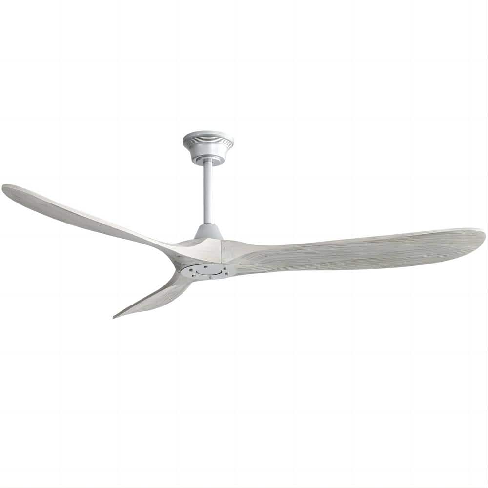 60 in. Indoor Silver Solid Wood Ceiling Fan with 6 Speed Remote Control Rev