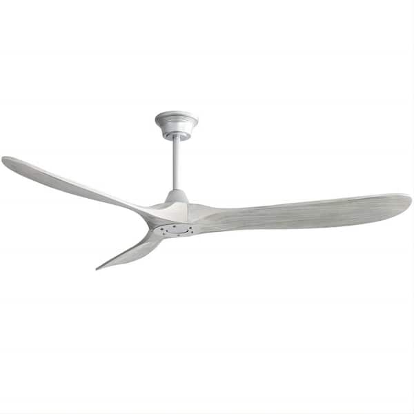 Jushua 60 in. Indoor Silver Solid Wood Ceiling Fan with 6 Speed Remote Control Reversible DC Motor For Living Room