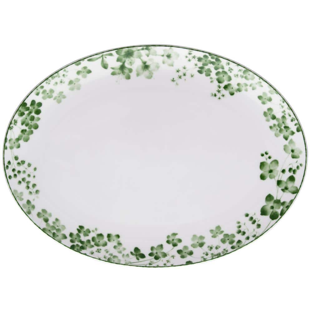 Bloomington Road 14 in. (White and Green) Porcelain Oval Platter price history on PriceWatchPro