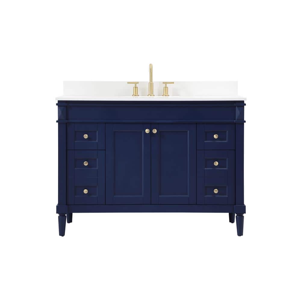 Simply Living 48 in. W x 21 in. D x 35 in. H Bath Vanity in Blue with Ivory