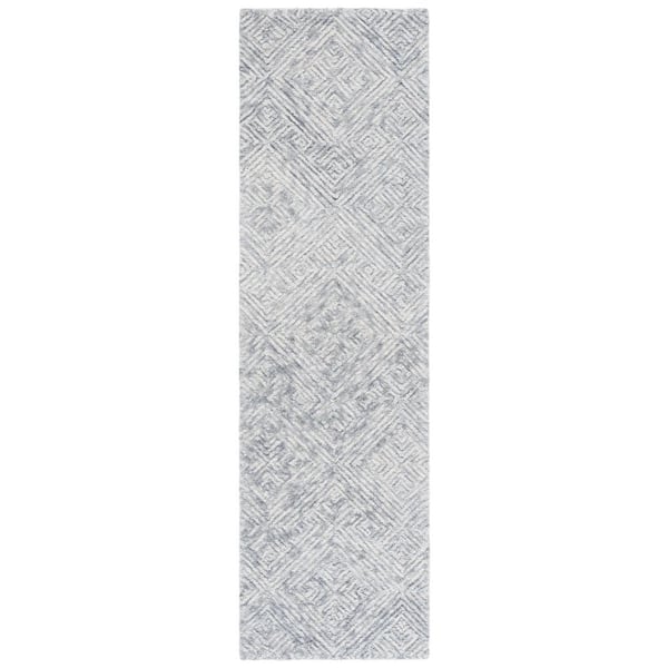 Trace 2 ft. x 8 ft. Gray Distressed Geometric Runner Rug