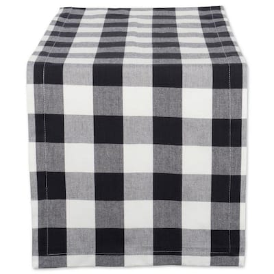 Black and White Plaid 14 x 108 Inch Poly-cotton Table Runners Buffalo Plaid Table Runners and 4 Pieces 18 x 18 Inch Washable Plaid Table Napkins Plaid Dinner Napkins for Christmas Thanksgiving Party