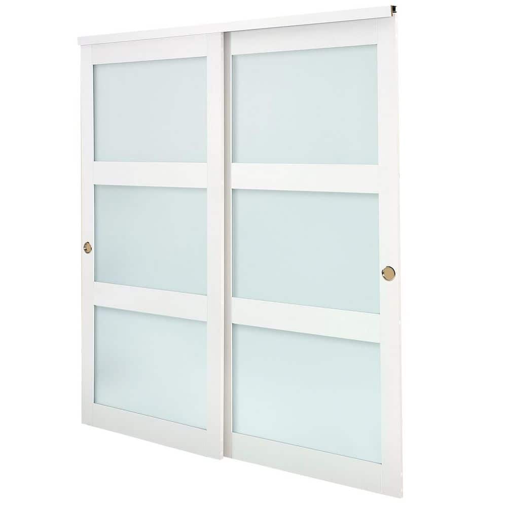 78.19 in. x 37 in. Sliding Closet Door, 3-Lite Frosted Glass Bypass Sliding Doors with Hardware Kit for Closets Bedrooms price history on PriceWatchPro