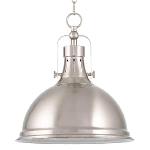 Belle 60-Watt 1-Light Brushed Nickel Modern Pendant Light with Brushed Nickel Shade, No Bulb Included