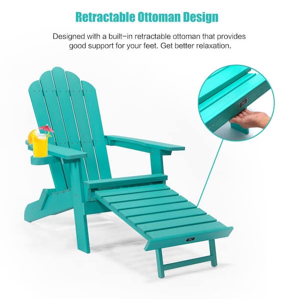 Folding Composite Poly Lumber Adirondack Chair with Pullout