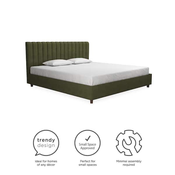 Novogratz Brittany Green Linen King Upholstered Bed 4193949N The