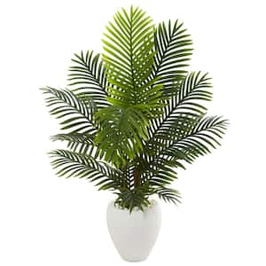 Indoor 4.5 ft. Paradise Palm Artificial Tree in White Planter
